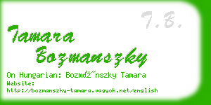 tamara bozmanszky business card